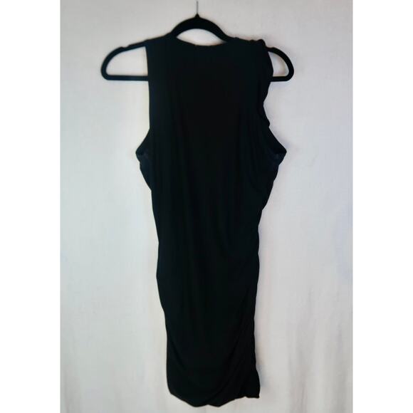 Y2K Black Soft Grunge Baddie Ruffle One Rose On Shoulder Dress Size Large - Picture 2 of 7